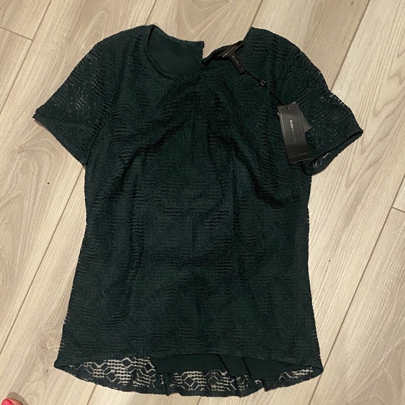 BCBGMaxAzria Tops - BCBGMaxAzria Dark Green Lace Blouse